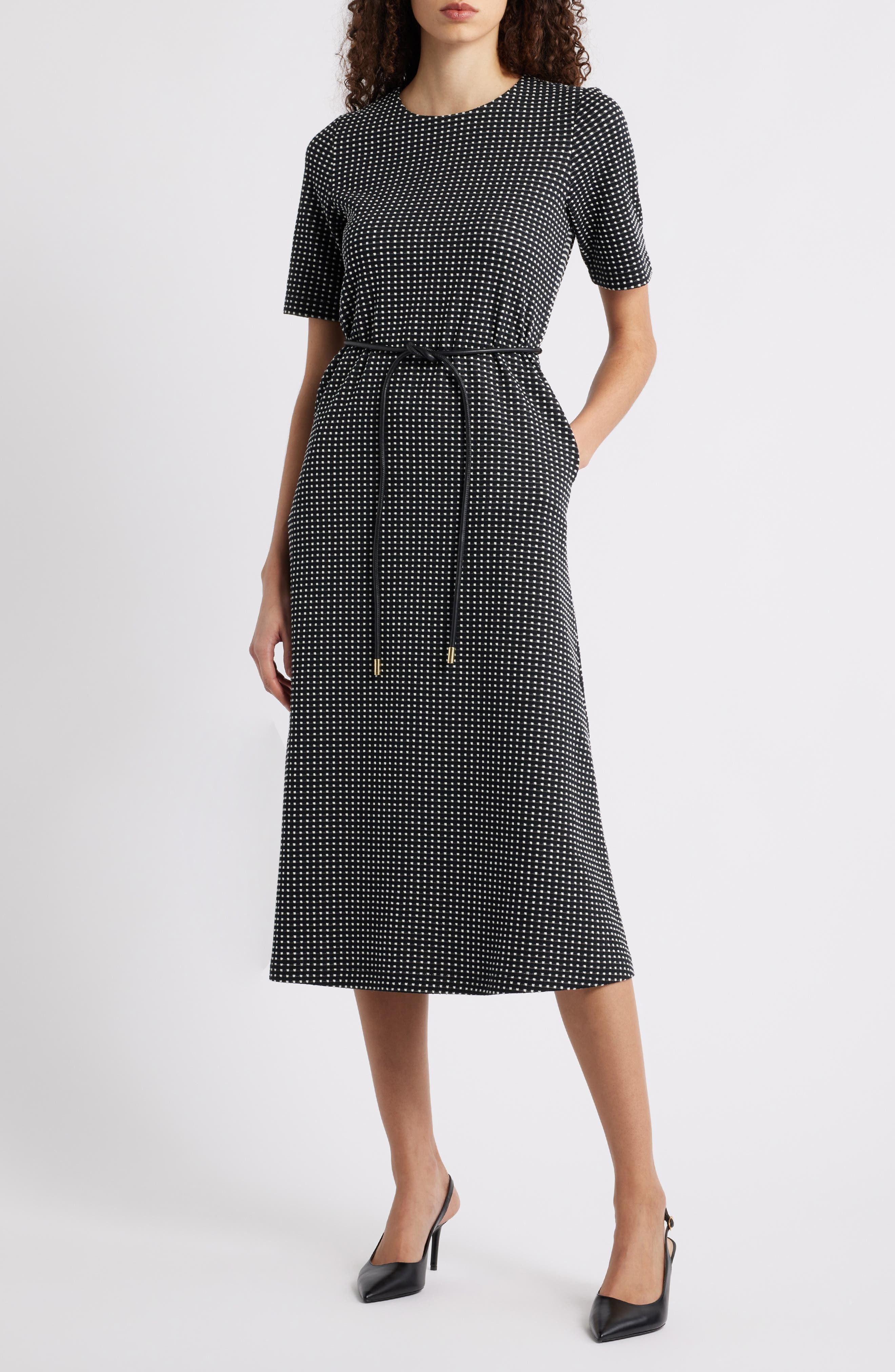Micro Check A-Line Dress