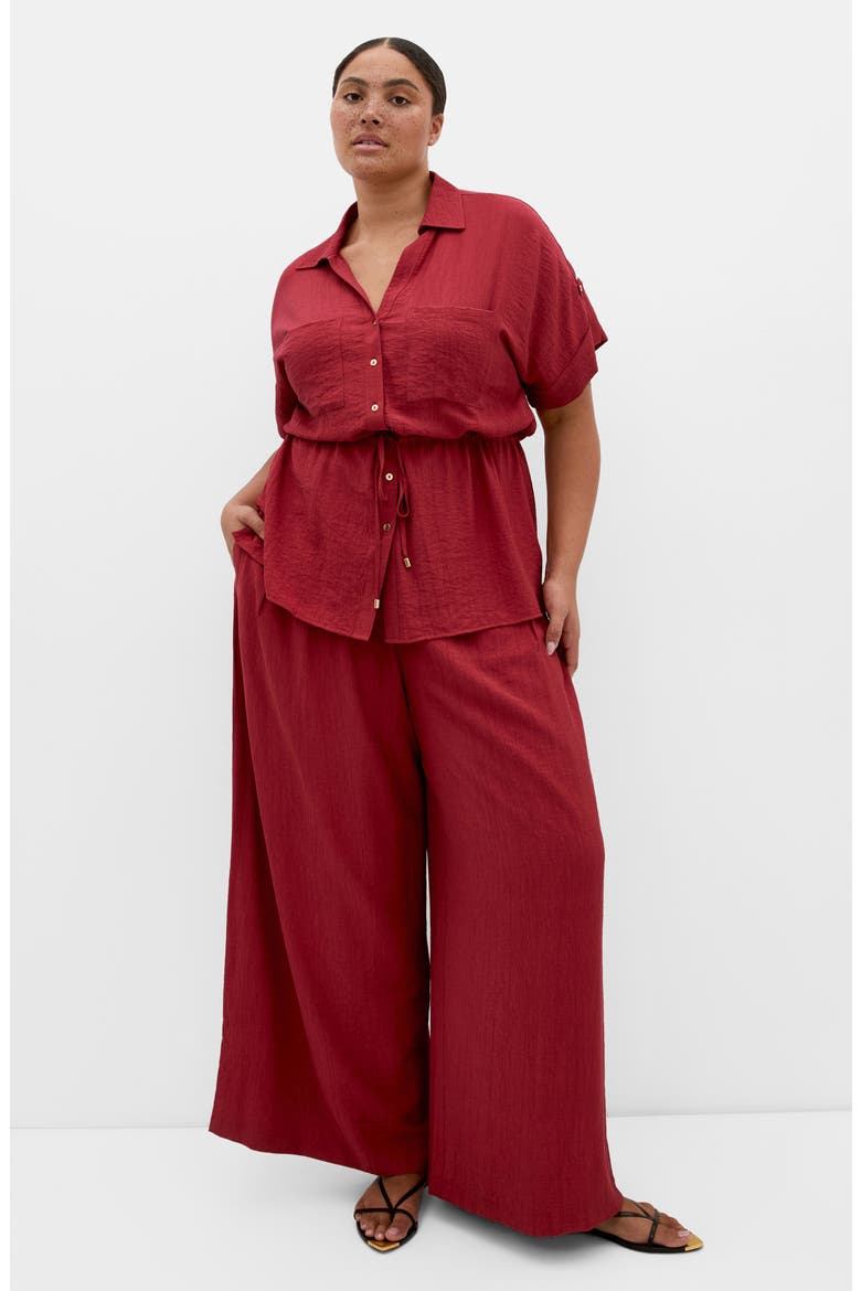 Aria Button-Up Peplum Shirt, Alternate, color, SIENNA