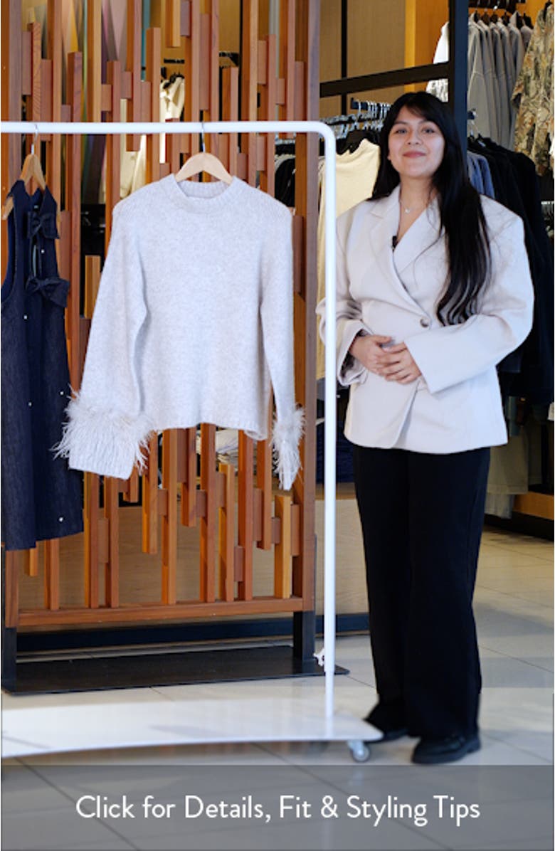 Pia Feather Trim Mock Neck Sweater, sales video thumbnail