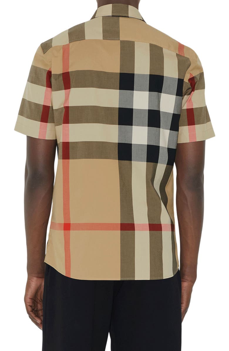 Burberry Summerton Archive Short Sleeve Check Cotton Poplin Button-Up Shirt, Alternate, color, Archive Beige Ip Chk
