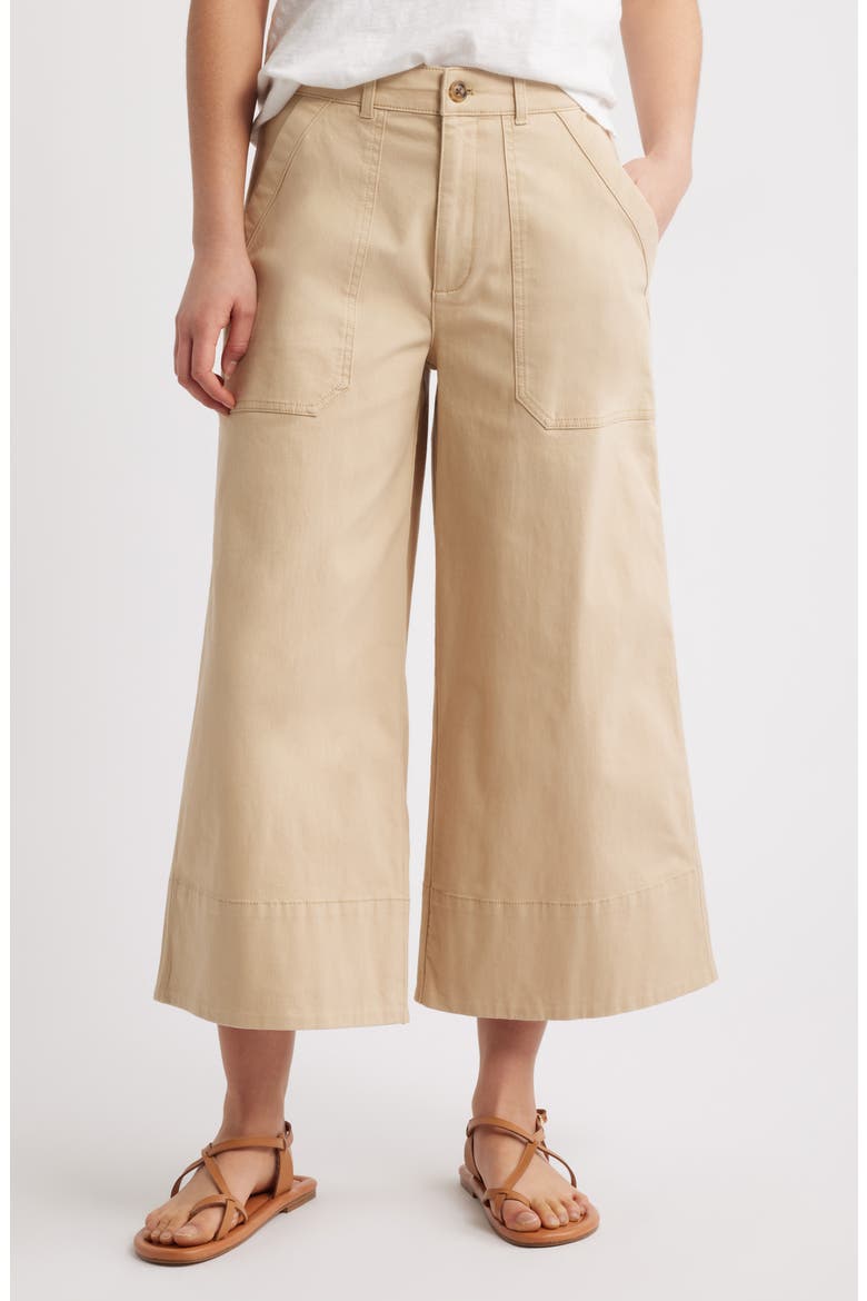 Wide Leg Crop Twill Pants, Main, color, TAN SHORE