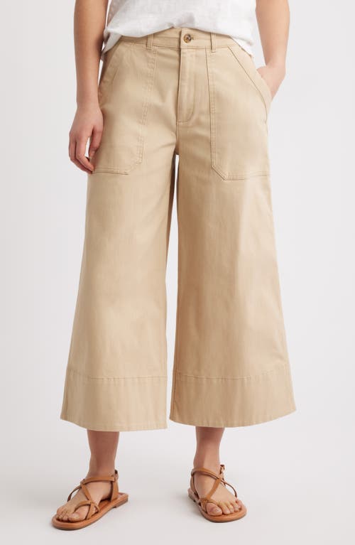 Caslonr Caslon(r) Wide Leg Crop Twill Pants In Tan Shore