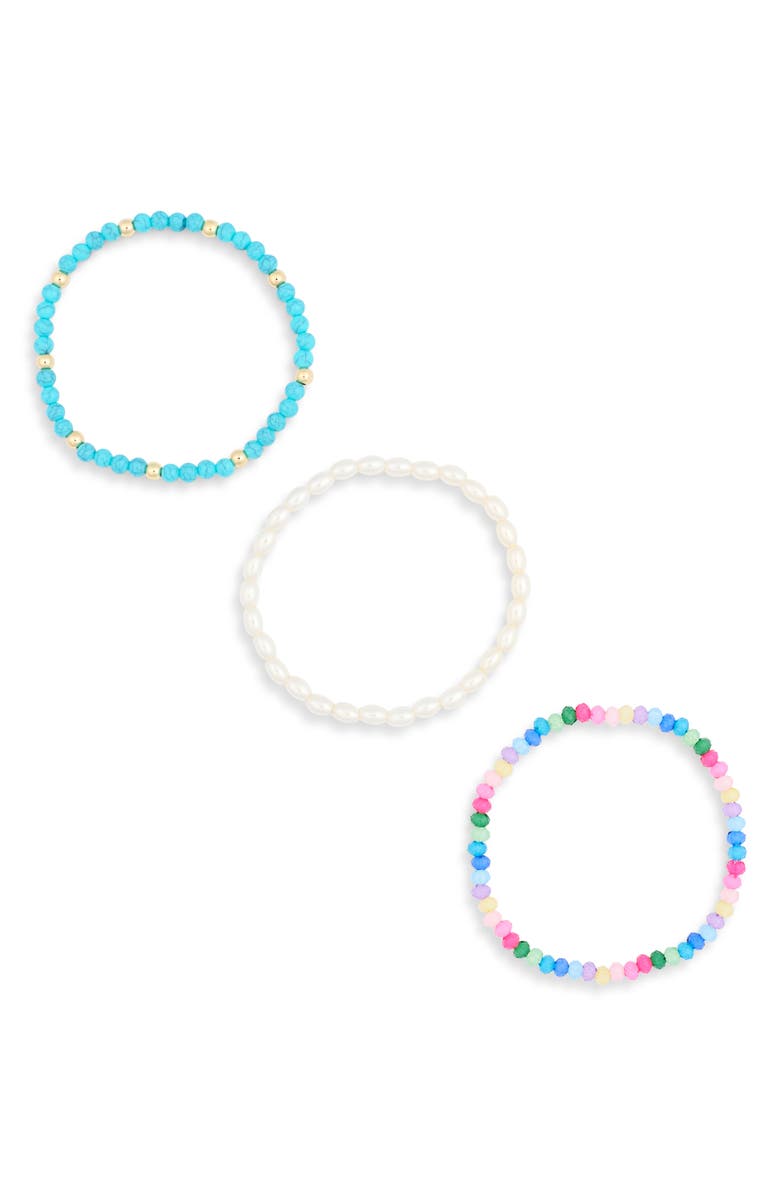 BaubleBar Set of 3 Bead & Faux Pearl Assorted Bracelets, Main, color,