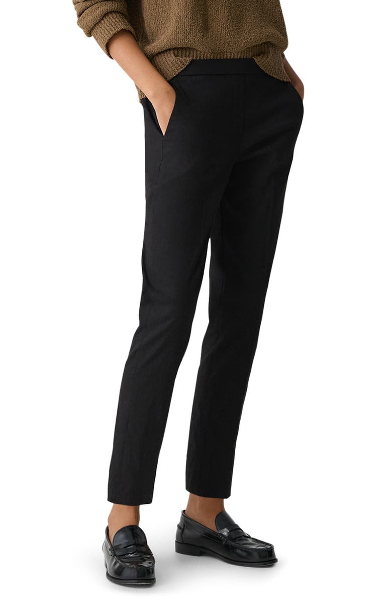 Theory Treeca Pull-On Pants, Alternate, color, Black