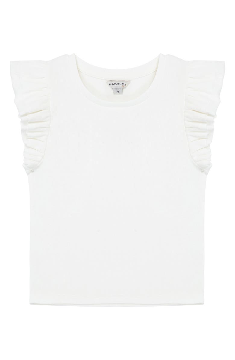 Habitual Kids Kids' Rib Ruffle Shoulder Cotton Top, Main, color,