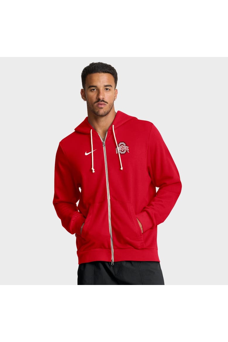 Men's Nike Scarlet Ohio State Buckeyes 2025 Sideline Standard Issue Dri-FIT Full-Zip Hoodie, Main, color, Scarlet