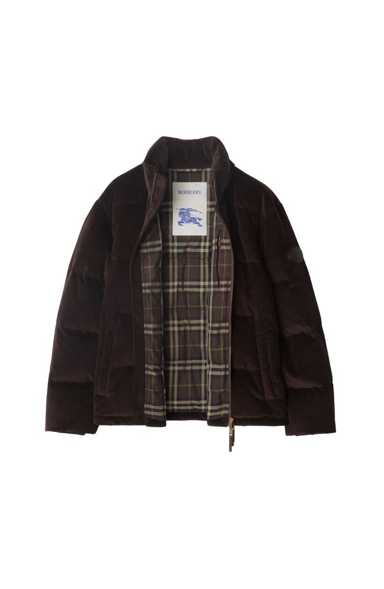 Burberry Corduroy Snowdon Puffer Jacket, Alternate, color, Clove Brown