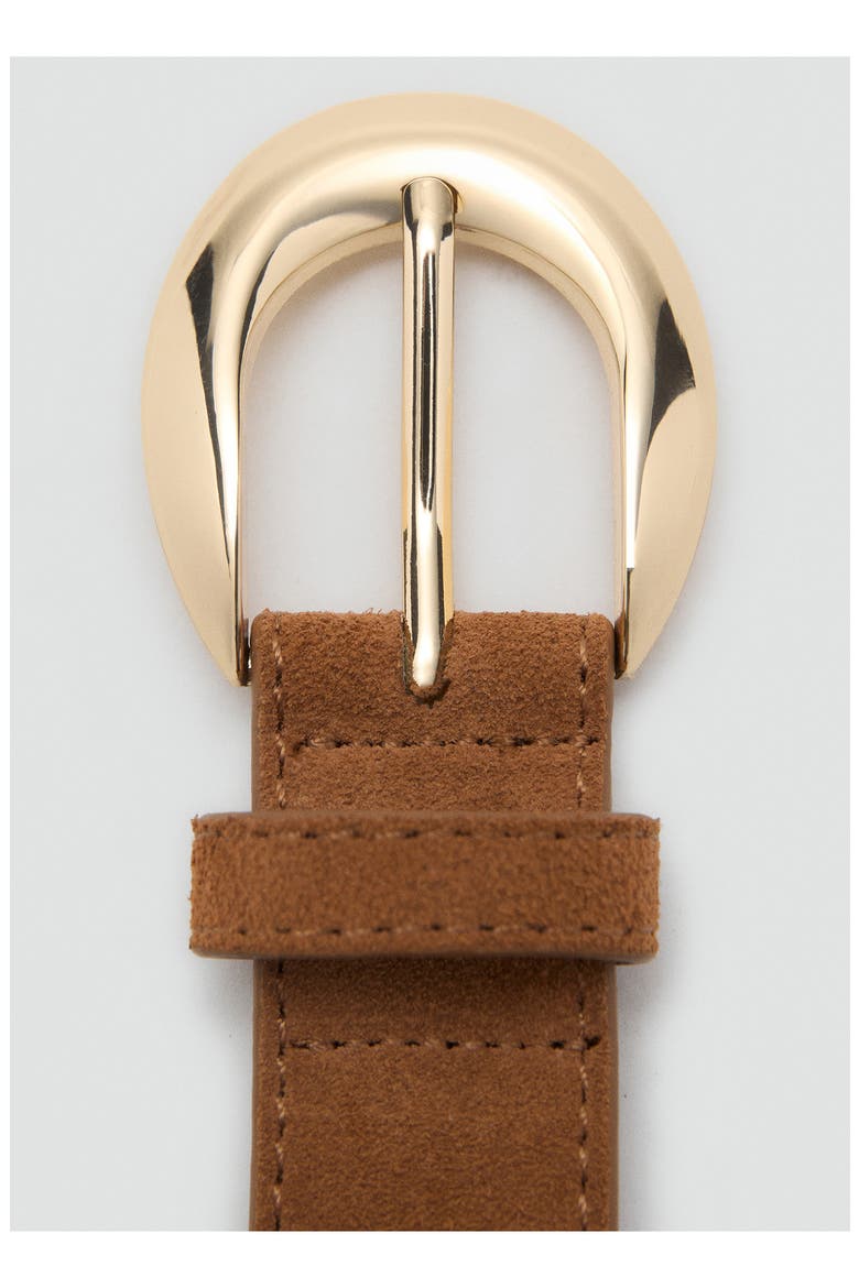 Oval Buckle Suede Belt, Alternate, color, BROWN
