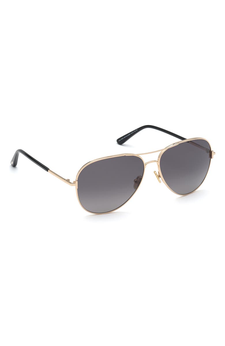 TOM FORD Clark 59mm Polarized Aviator Sunglasses, Alternate, color,