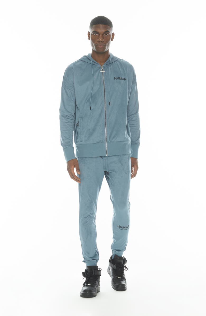 HVMAN Microfiber Zip Hoodie, Alternate, color, Dusk Blue