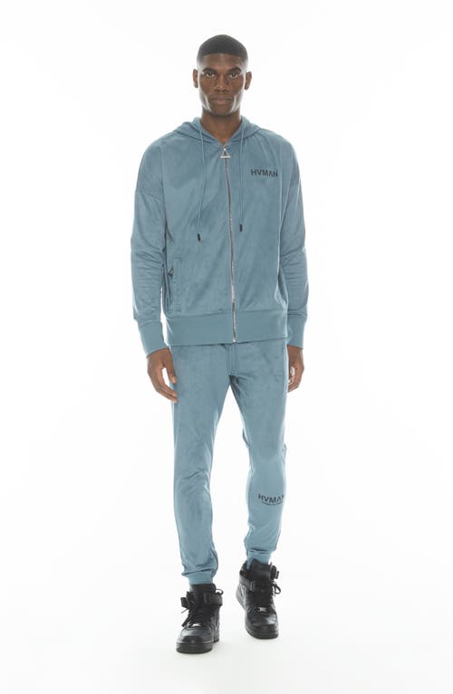 Hvman Microfiber Hoodie In Dusk Blue In Blue