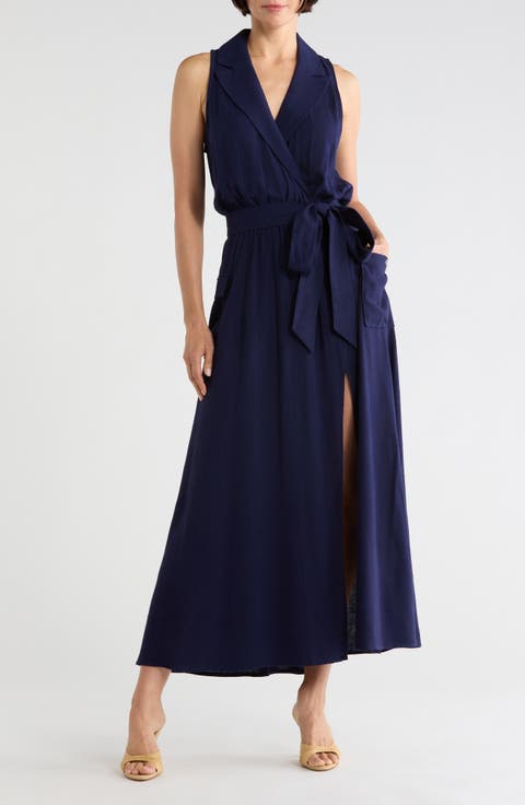 Mayer Military Faux Wrap Maxi Dress