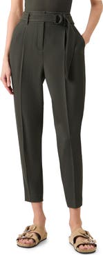 Akris punto Fred Belted High Waist Crop Virgin Wool Tricotine Pants