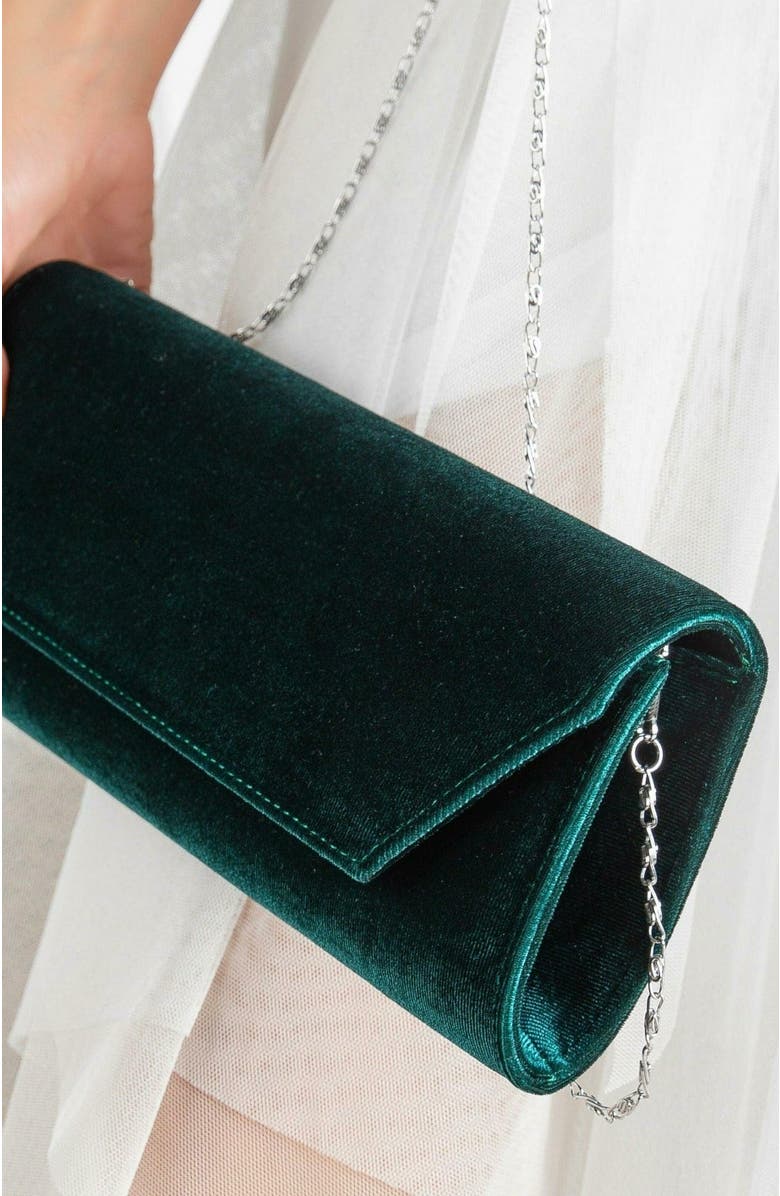 Forever & Always Shoes Scarlett Evening Purse, Alternate, color, Emerald Green Velvet