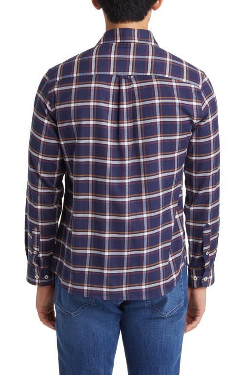 Stone Rose Tricolor Plaid Dry Touch® Performance Button-up Shirt In Navy