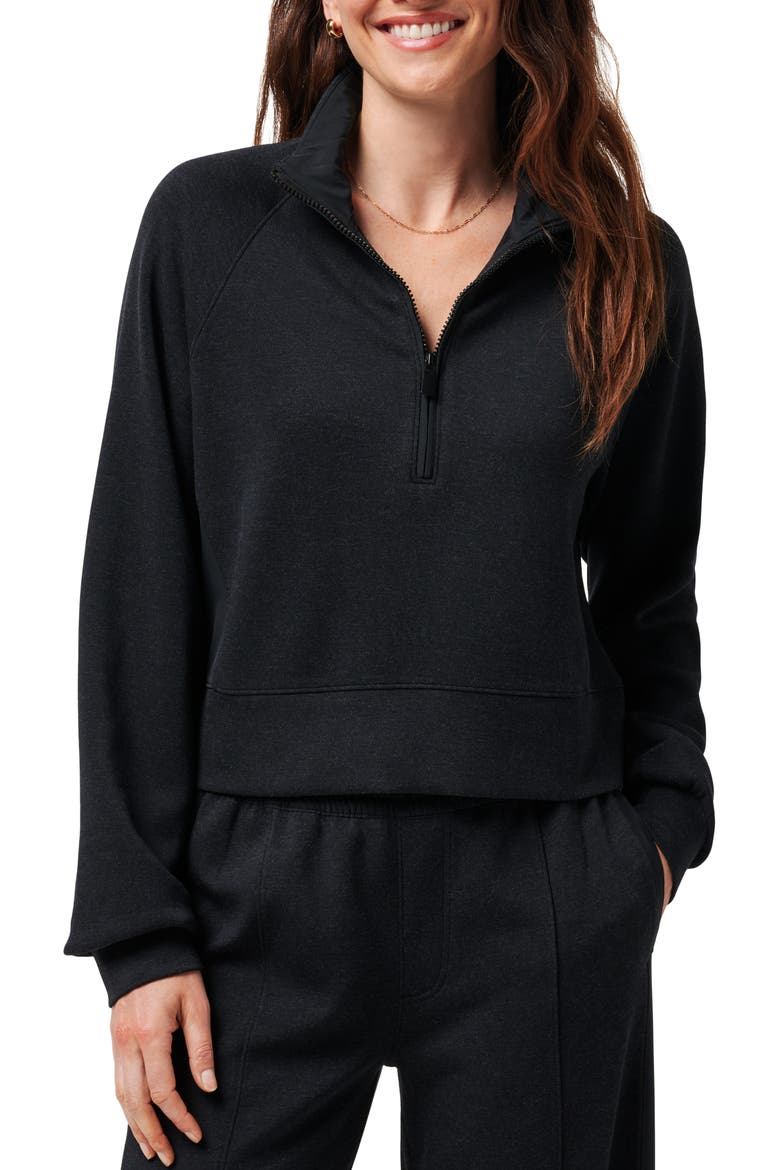 Delightful Half Zip Pullover, Main, color, HEATHER BLACK