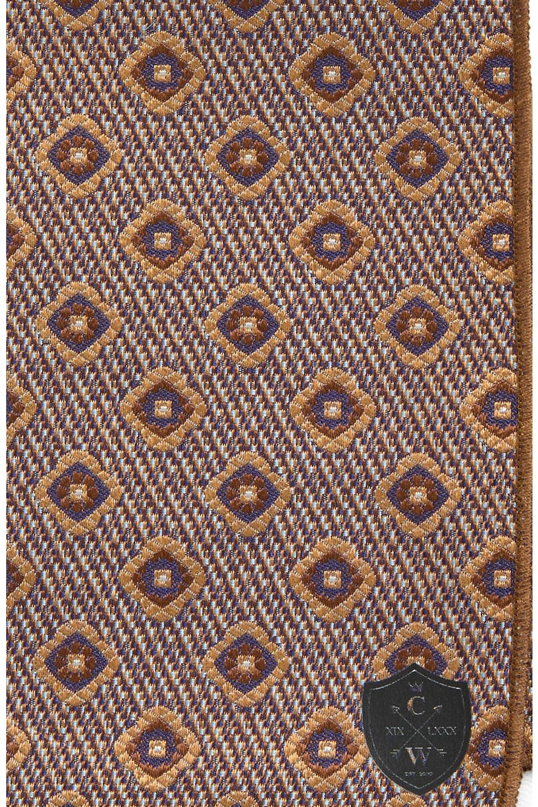 Brown Diamond Jacquard Silk Pocket Square, Alternate, color, BROWN