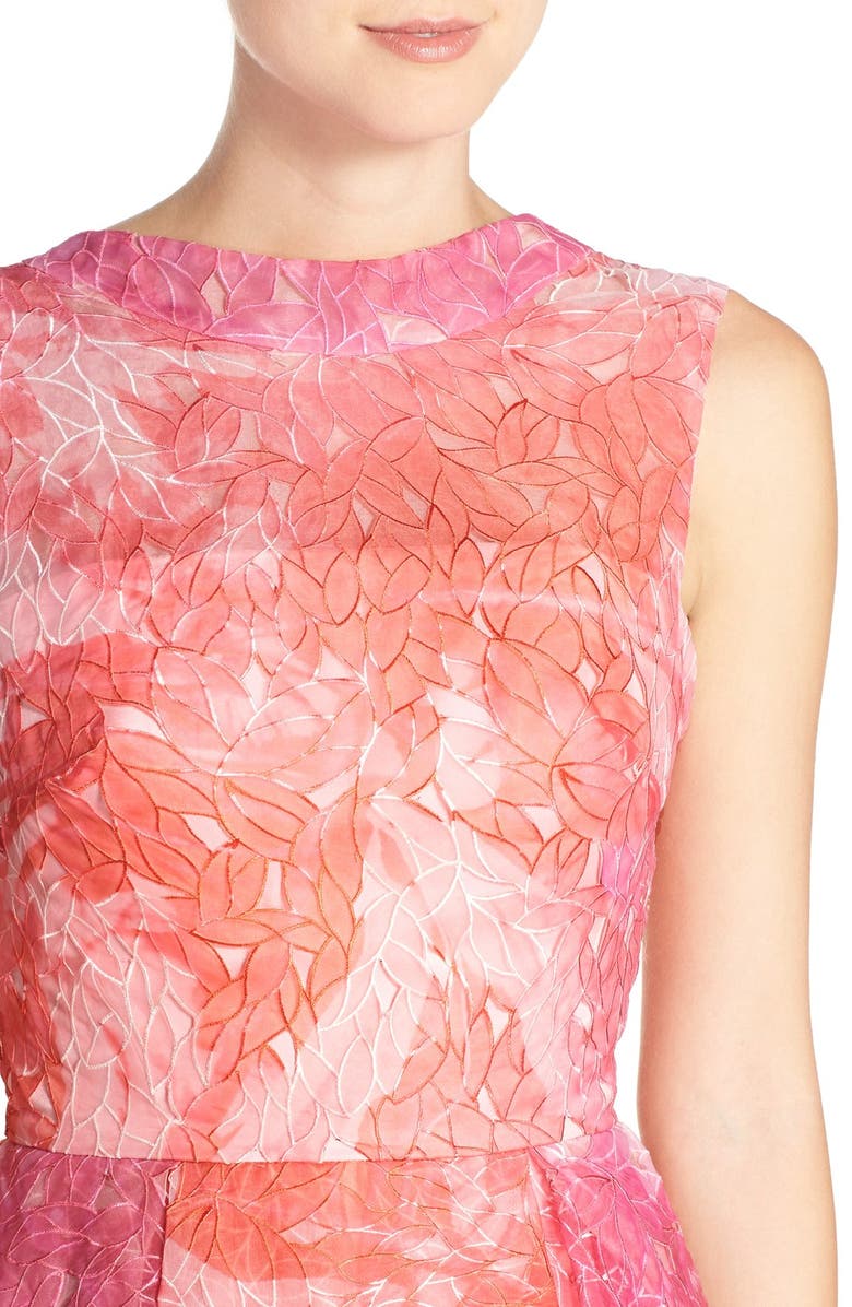 ML Monique Lhuillier Floral Organza Fit & Flare Dress, Alternate, color, 