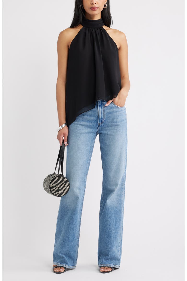 Asymmetric Woven Top, Alternate, color, BLACK