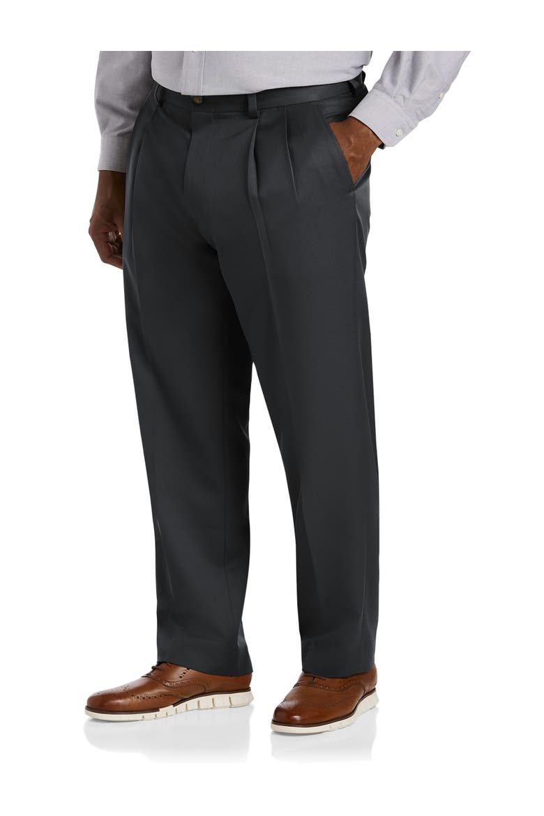 Big & Tall Pleated Microfiber Dress Pants, Main, color, BLACK