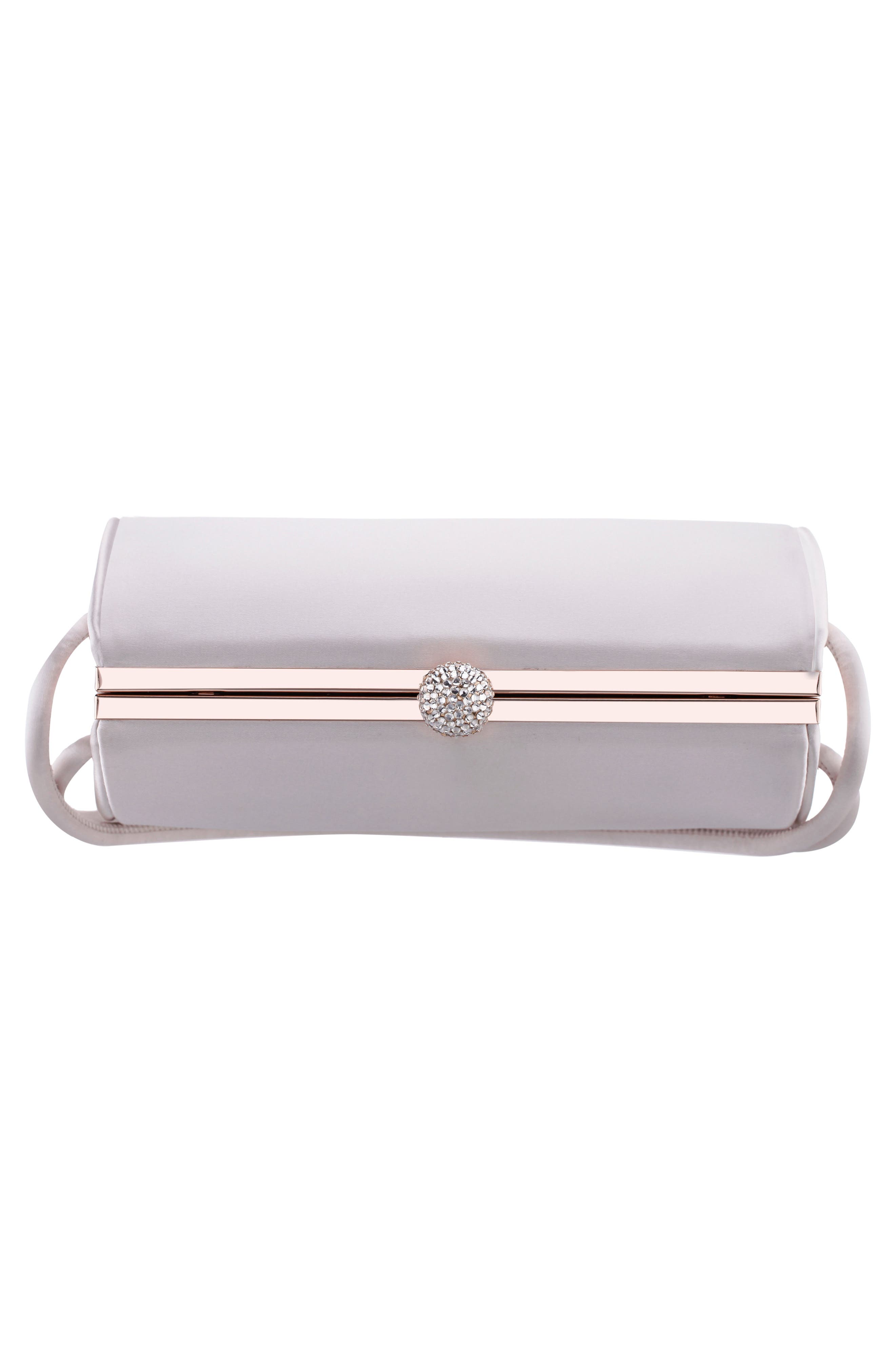 Khalani Satin Clutch, Alternate, color, IVORY