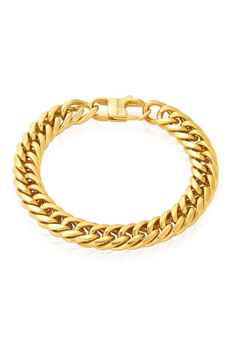 Mens' 11.5mm Curb Link Chain Bracelet, Main, color, GOLD