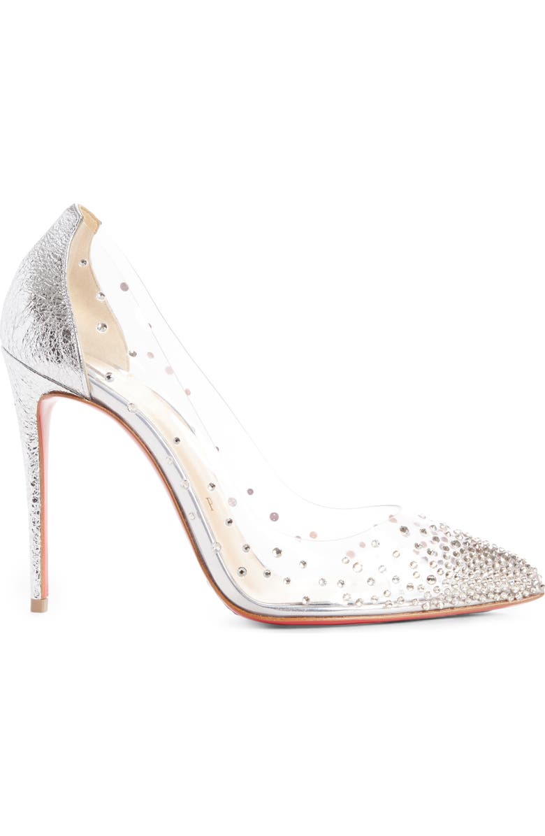Christian Louboutin Degrastrass Clear Embellished Pump, Alternate, color,