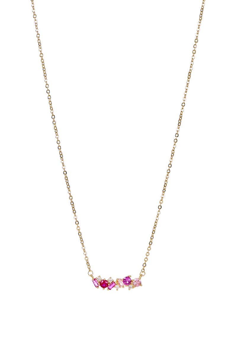Cubic Zirconia Pendant Necklace & Stud Earrings Set, Alternate, color, METALLIC GOLD