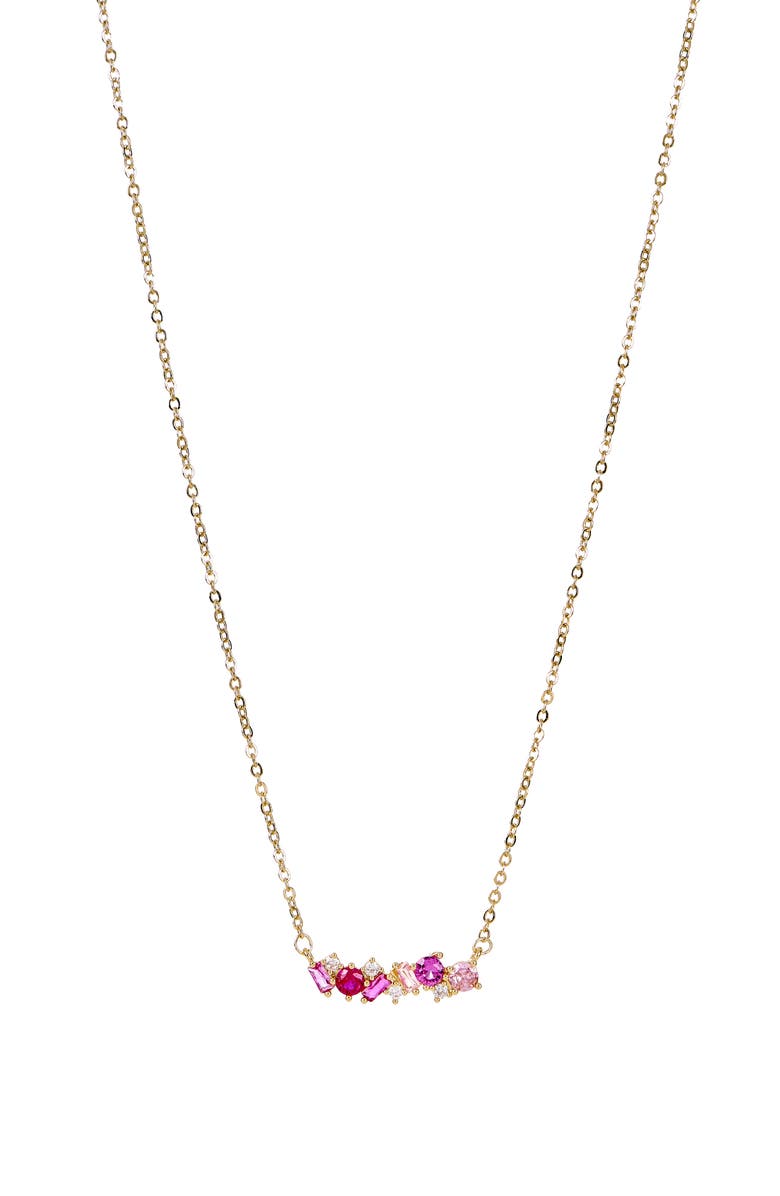 Danecraft Cubic Zirconia Pendant Necklace & Stud Earrings Set, Alternate, color, Metallic Gold