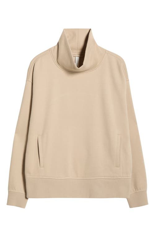Zella Ultracozy Fleece Funnel Neck Top In Brown