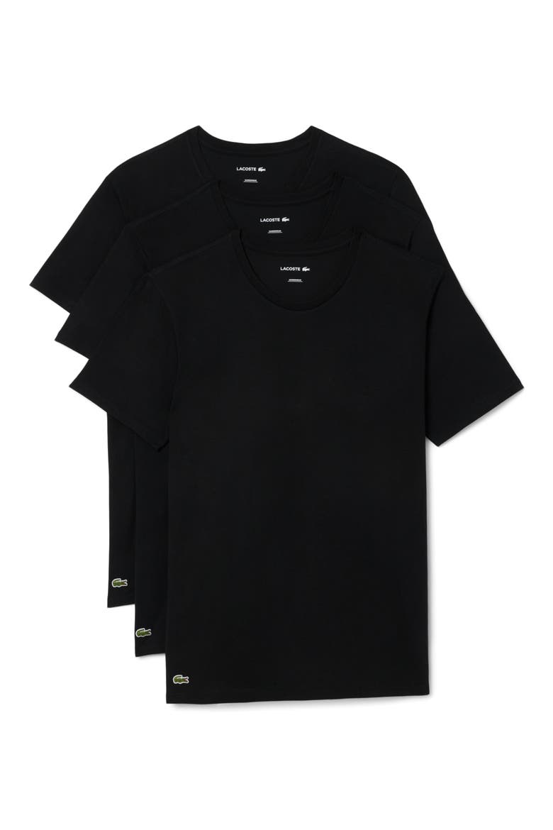 3-Pack Cotton Crewneck T-Shirts, Alternate, color, BLACK