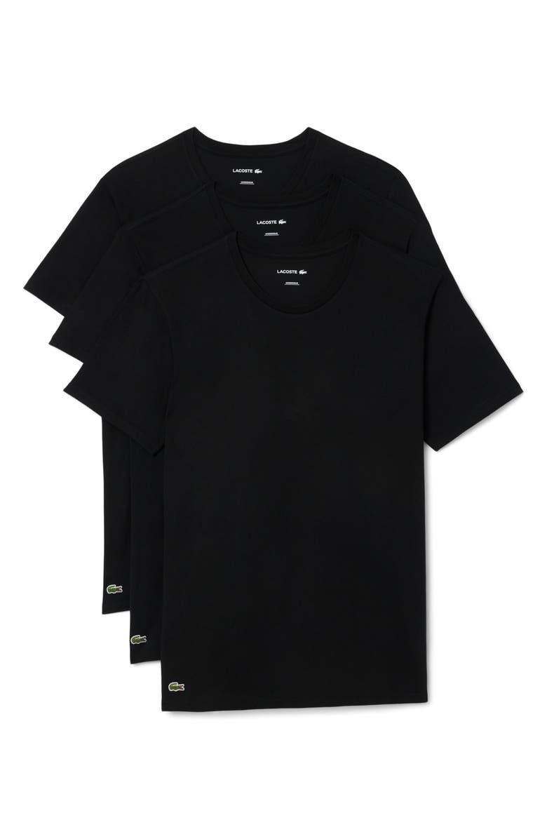 Lacoste 3-Pack Cotton Crewneck T-Shirts, Alternate, color, Black