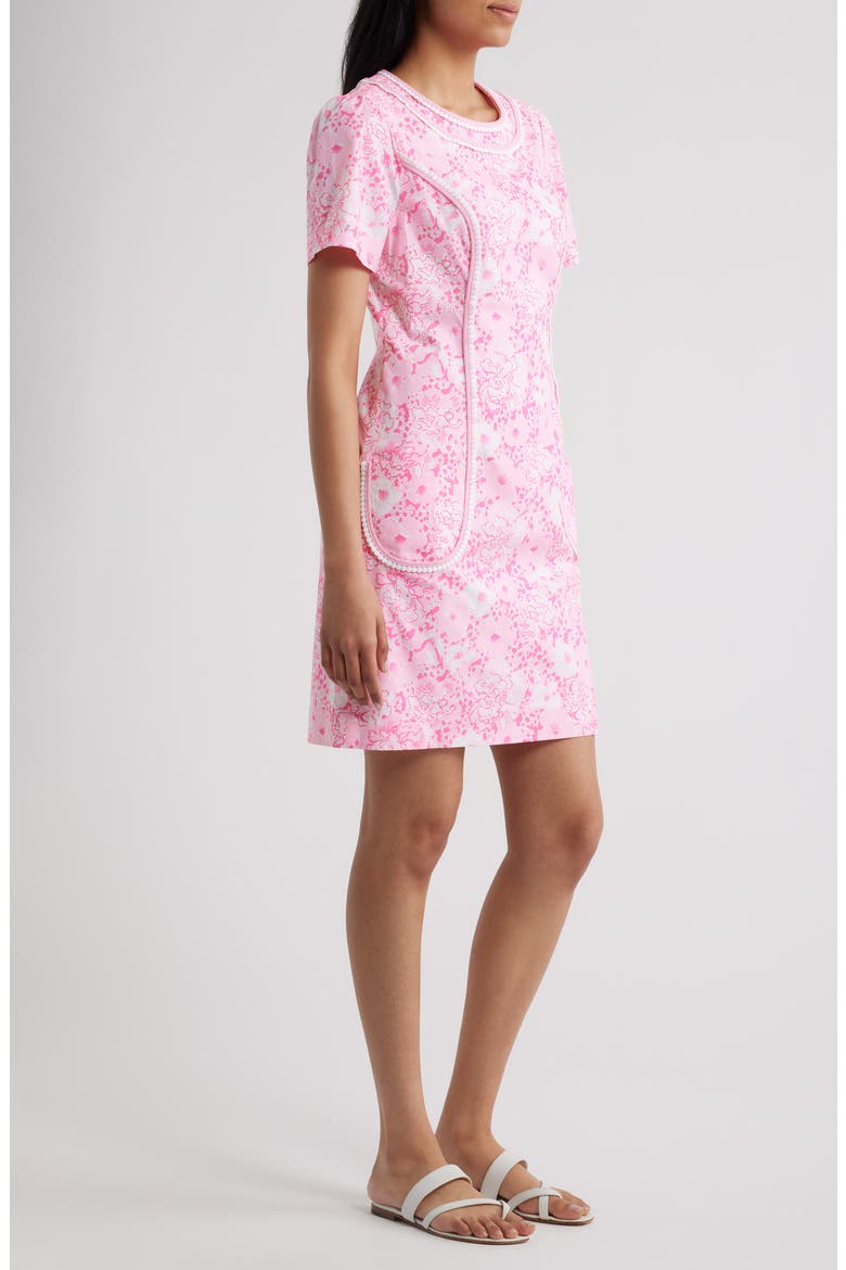 Adetta Floral Print Sheath Dress, Alternate, color, CONCH SHELL PINK BURST OF JOY