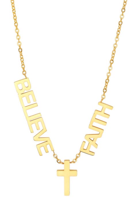18k Gold Plated Believe & Faith Pendant Necklace