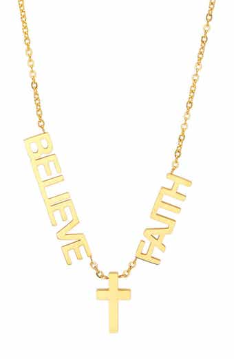 18k Gold Plated Believe & Faith Pendant Necklace
