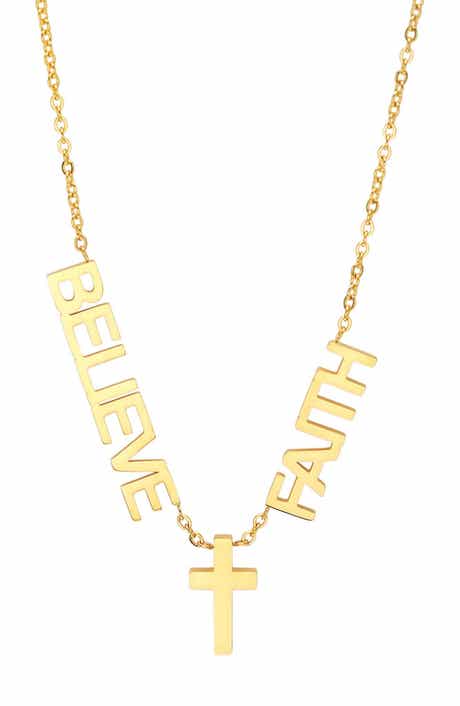 18k Gold Plated Believe & Faith Pendant Necklace