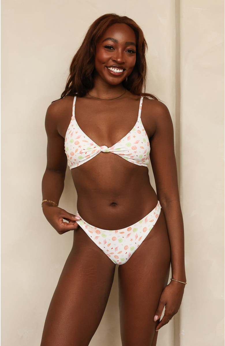 Dippin Daisys Zen Knotted Triangle Bikini Top, Main, color, Underwater Garden