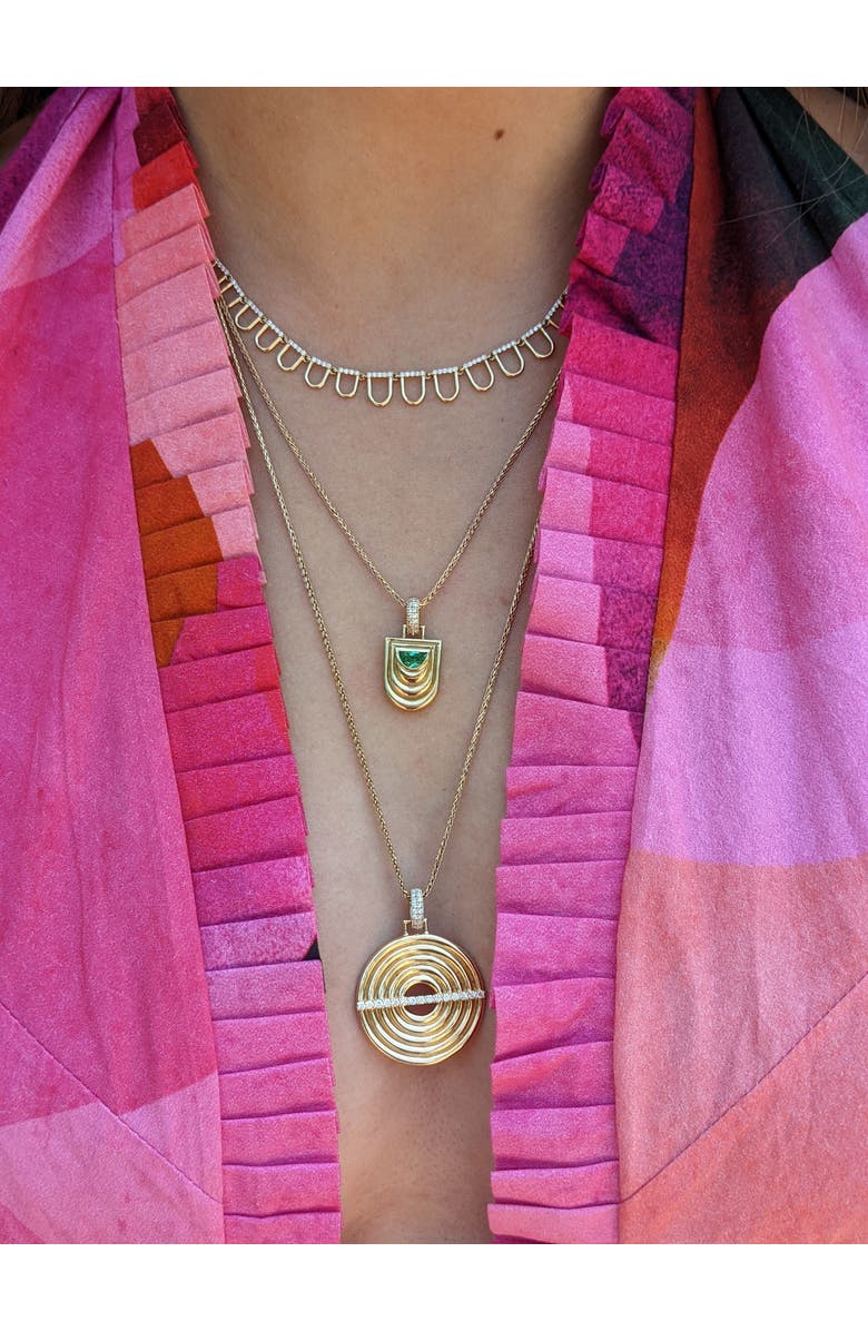 Campbell + Charlotte Edge Disk Pendant Necklace, Alternate, color, Gold