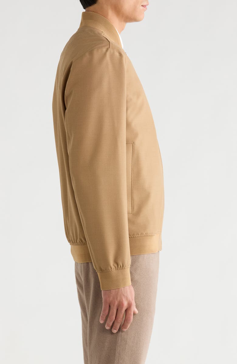 BOSS Hanry Textured Wool Blend Bomber Jacket, Alternate, color, Open Beige