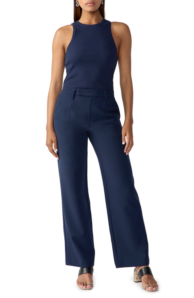 Sanctuary Rue High Waist Wide Leg Trousers, Alternate, color, Navy Refle