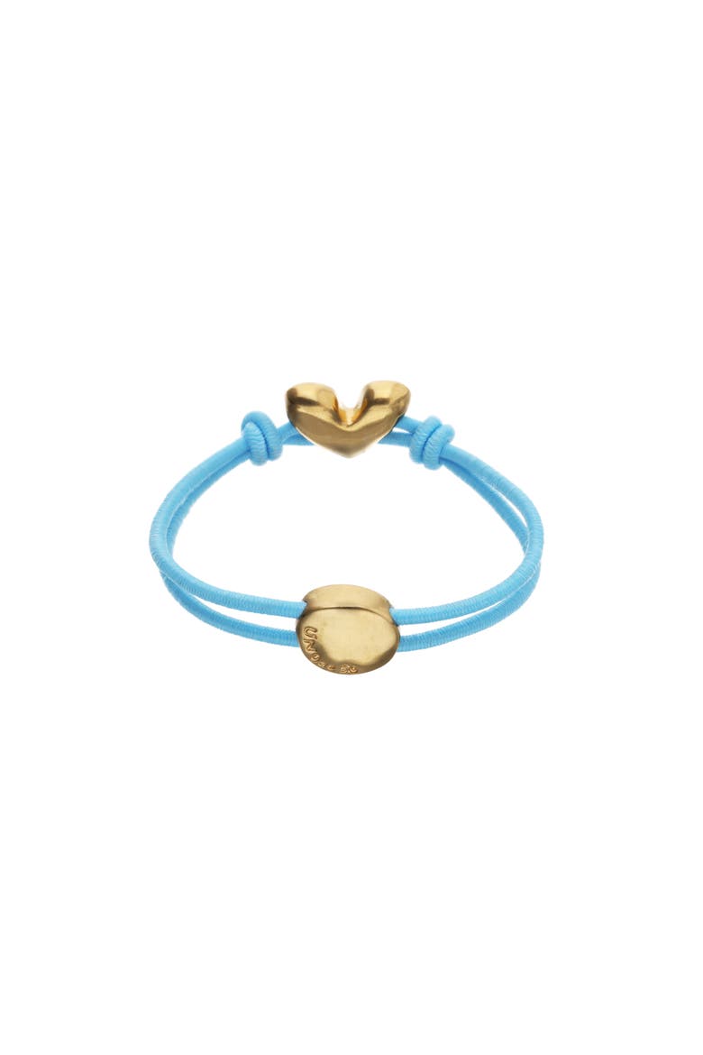 Elastic Thread Bracelet with 18K Gold-Plated Heart, Alternate, color, Blue