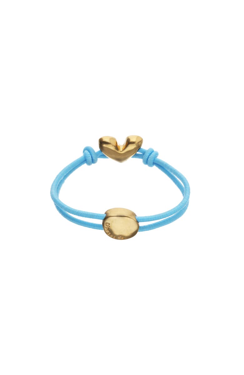 UNODE50 Blue Elastic Thread Bracelet With 18K Gold-Plated Heart, Alternate, color, Gold