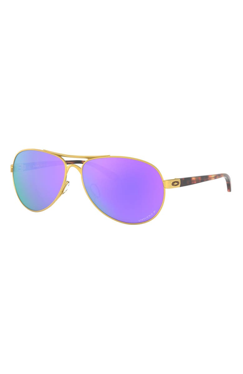 Oakley 59mm Polarized Aviator Sunglasses, Alternate, color, Satin Gold/ Prizm Violet