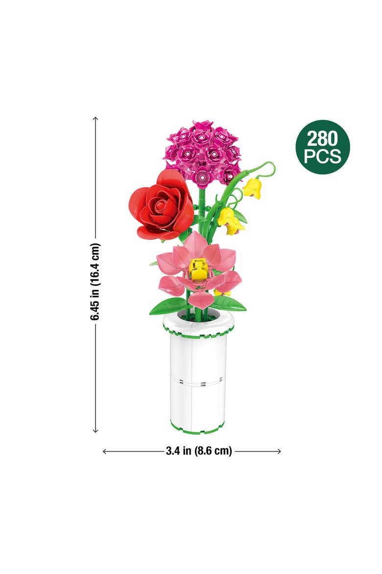 Bricktanicals Radiant Bouquet & Vase Building Set, Alternate, color, White