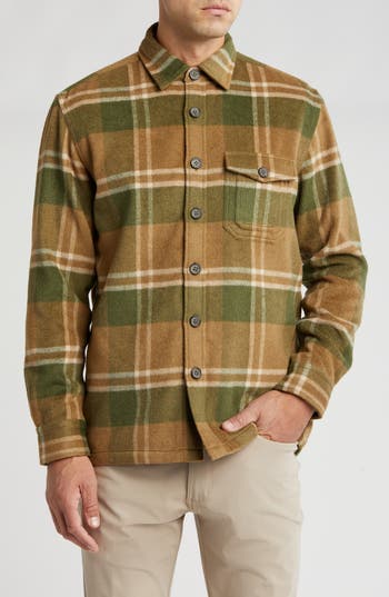 Vintage 1946 Heather Wool-blend Shirt Jacket In Brown