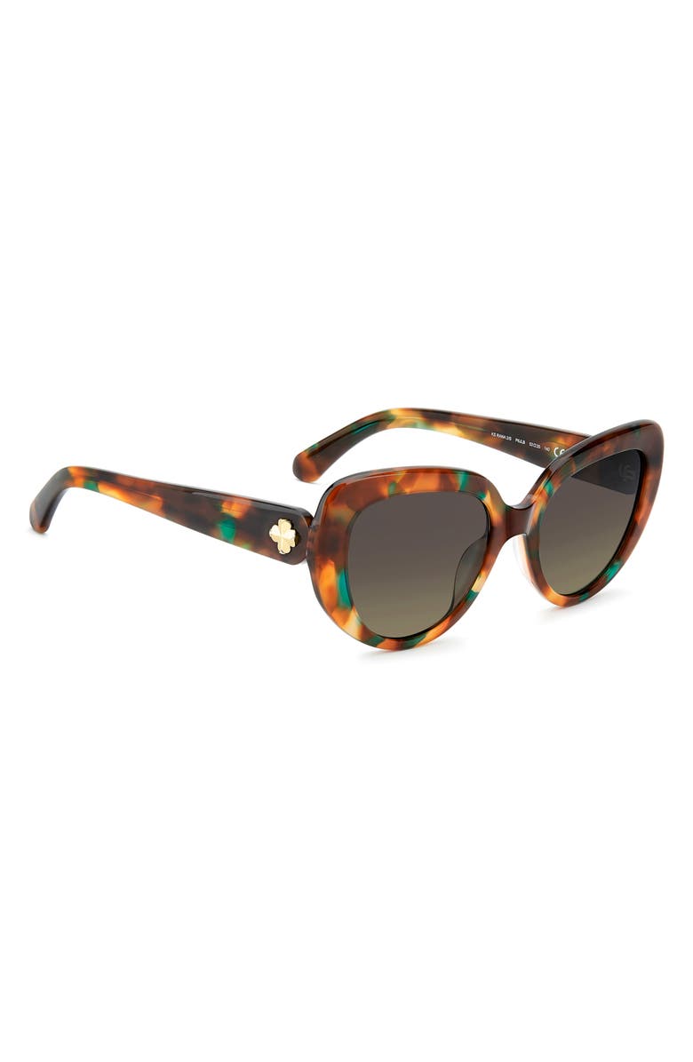 Kate Spade New York rana 53mm polarized gradient rectangular sunglasses, Alternate, color, Green Turquoise Havana/ Green