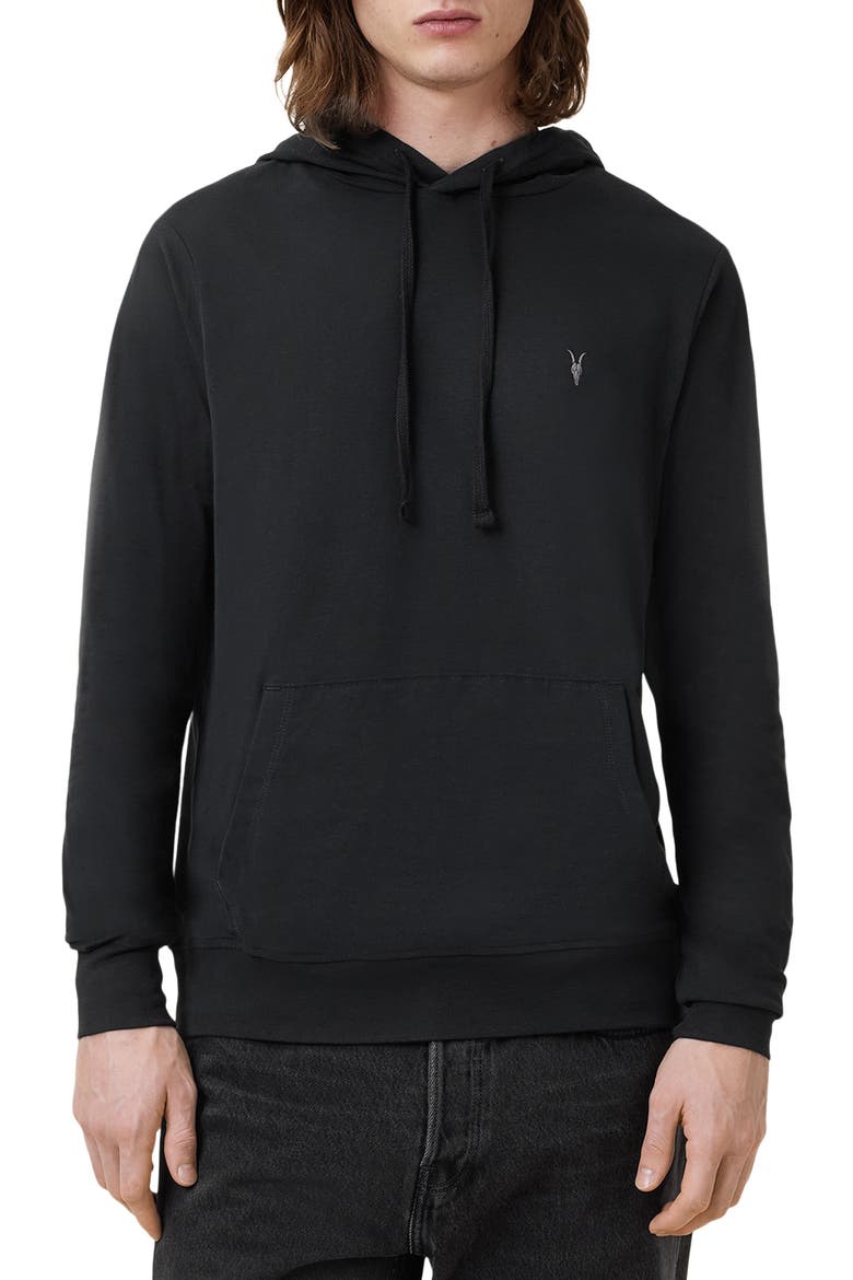 Brace Brushed Cotton Hoodie, Main, color, JET BLACK