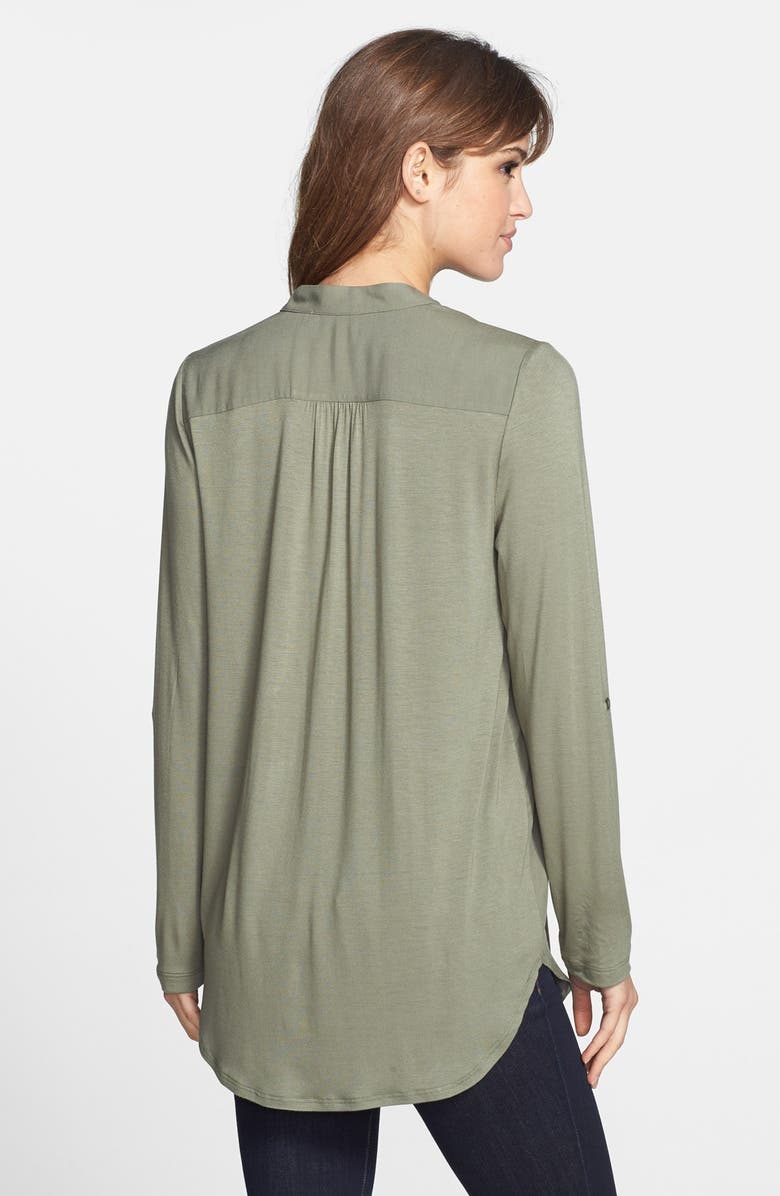 Pleione Mixed Media Roll Sleeve Top, Alternate, color, 