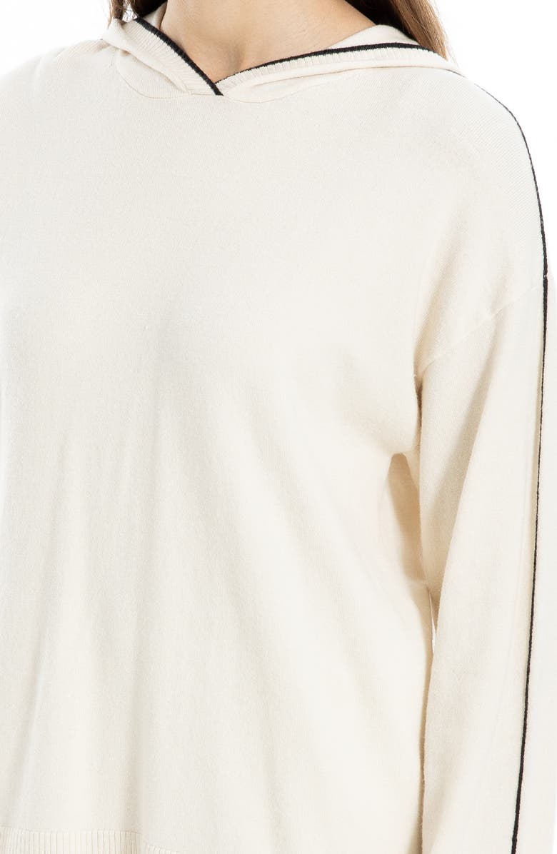 MAX STUDIO Fine Gauge Hoodie, Alternate, color, Ivory / Black