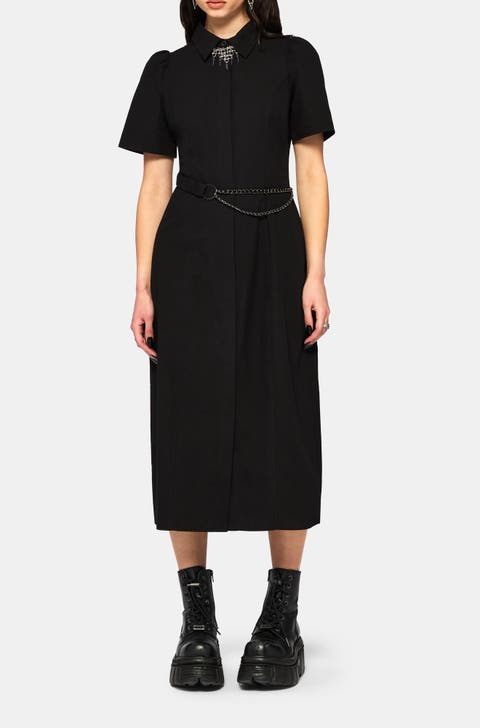 Phonoi Chain Belted Button Midaxi Dress